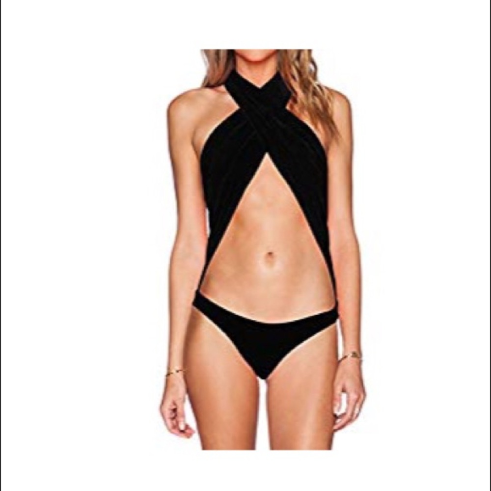 Black Halter Wrap bikini swimsuit